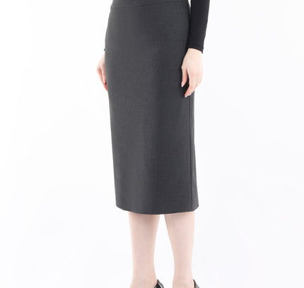 Charcoal Back Vented Midi Pencil Skirt - G - Line