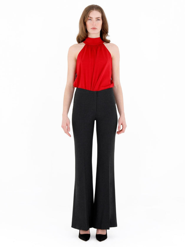 Charcoal Bootcut Pants - High Waisted Flare Trousers - G - Line