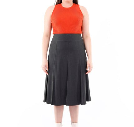 Charcoal Eight Gore Calf Length Midi Skirt for Every Occasion - G - Line