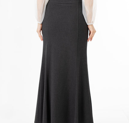 Charcoal Fishtail Maxi Skirt | Regular & Plus Size - G - Line