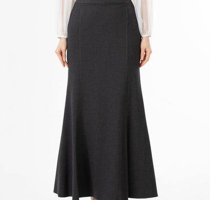 Charcoal Fishtail Maxi Skirt | Regular & Plus Size - G - Line