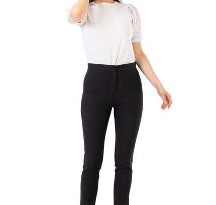 Charcoal High Waist Slim Fit Stretchy Skinny Work Pants - G - Line