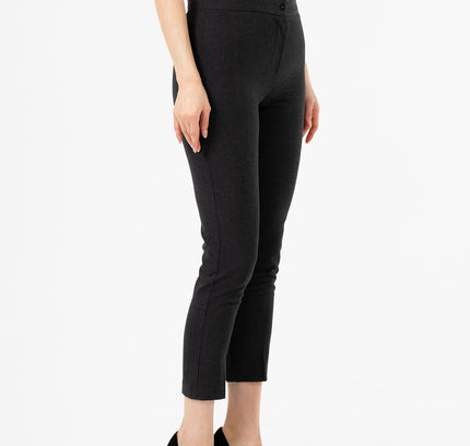 Charcoal High Waist Slim Fit Stretchy Skinny Work Pants - G - Line