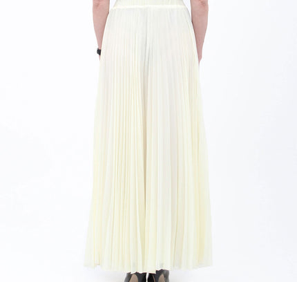 Chiffon Pleated Maxi Skirt with Elastic Waist Band - G - Line