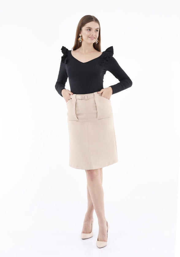 Comfy High Waist Stone Pencil Skirt - G - Line