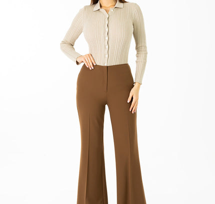 Copper Bootcut Pants - High Waisted Flare Trousers - G - Line