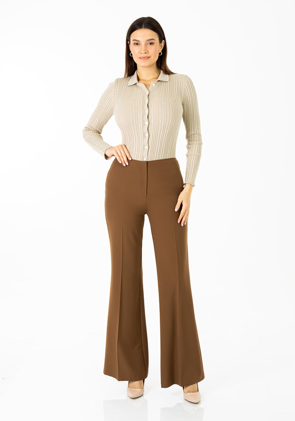 Copper Bootcut Pants - High Waisted Flare Trousers - G - Line