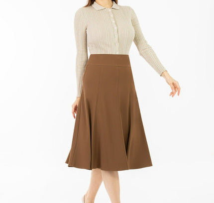 Cupric Eight Gore Calf Length Midi Skirt for Every Occasion - G - Line