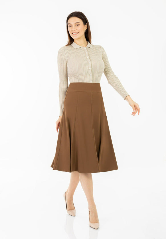 Cupric Eight Gore Calf Length Midi Skirt for Every Occasion - G - Line