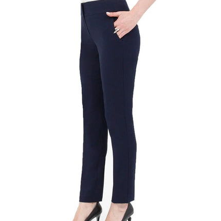 Dress Pants Comfort High Waist Straight Leg Pants (Navy) - G - Line