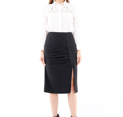 Elegant Slit Side High Waist Pencil Midi Skirt - G - Line