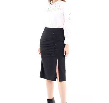 Elegant Slit Side High Waist Pencil Midi Skirt - G - Line