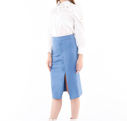 Elegant Slit Side High Waist Pencil Midi Skirt - G - Line