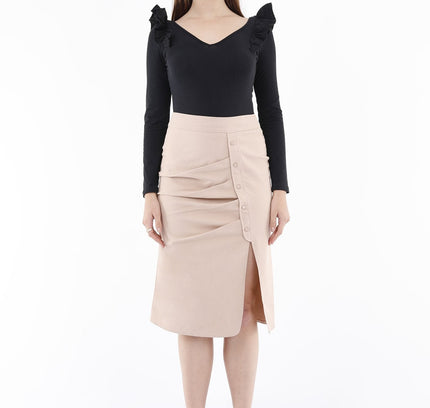 Elegant Slit Side High Waist Pencil Midi Skirt - G - Line