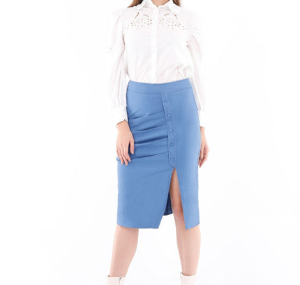 Elegant Slit Side High Waist Pencil Midi Skirt - G - Line