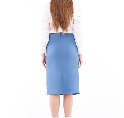 Elegant Slit Side High Waist Pencil Midi Skirt - G - Line