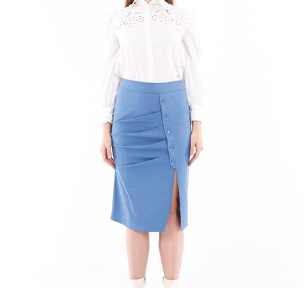 Elegant Slit Side High Waist Pencil Midi Skirt - G - Line