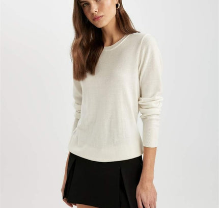 Regular Fit Soft Textured Crew Neck Basic Knitted Pullover