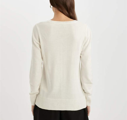 Regular Fit Soft Textured Crew Neck Basic Knitted Pullover