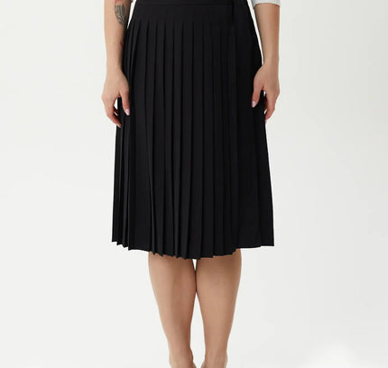 Flared Pleated Modern Elegant Below The Knee Skirt for Women - G - Line