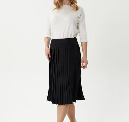 Flared Pleated Modern Elegant Below The Knee Skirt for Women - G - Line