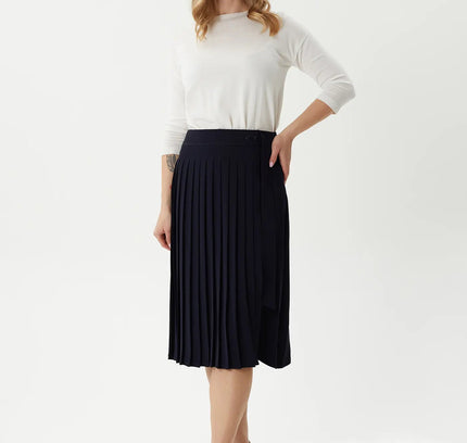 Flared Pleated Modern Elegant Below The Knee Skirt for Women - G - Line