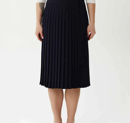 Flared Pleated Modern Elegant Below The Knee Skirt for Women - G - Line