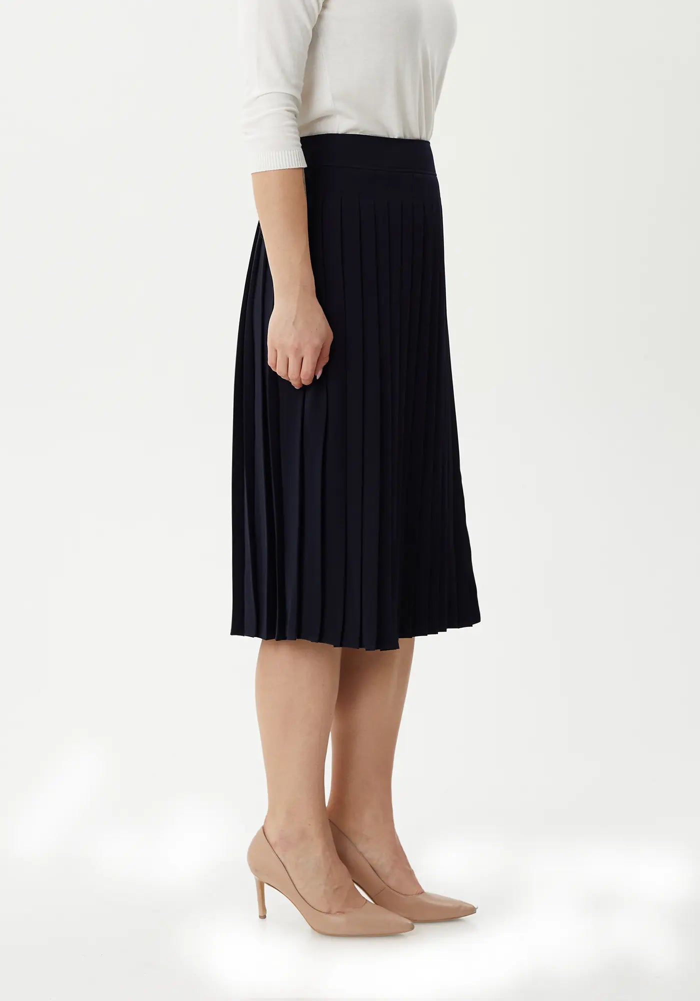 Flared Pleated Modern Elegant Below The Knee Skirt for Women - G - Line