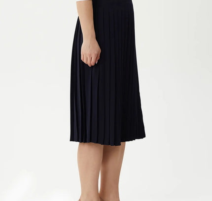 Flared Pleated Modern Elegant Below The Knee Skirt for Women - G - Line