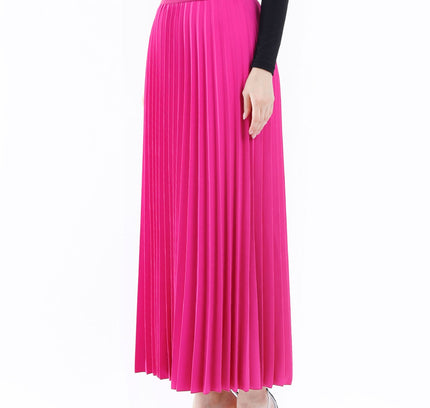 Fuchsia Plisse Pleated Maxi Skirt - G - Line