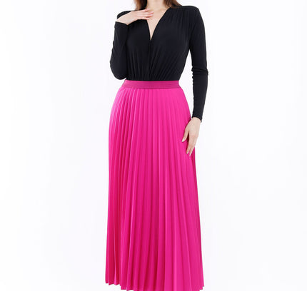 Fuchsia Plisse Pleated Maxi Skirt - G - Line