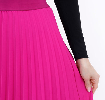 Fuchsia Plisse Pleated Maxi Skirt - G - Line