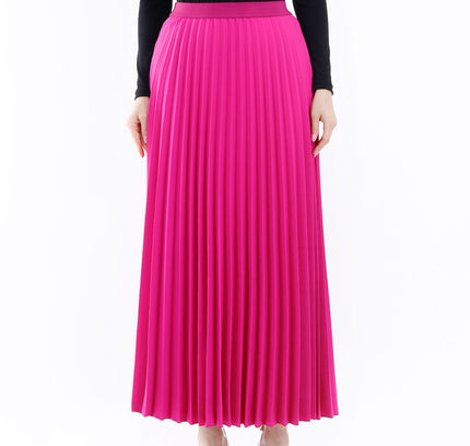 Fuchsia Plisse Pleated Maxi Skirt - G - Line