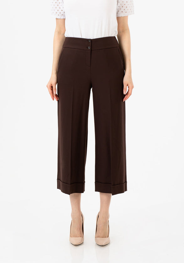 G - Line Brown Wide Leg Cropped Pants - G - Line