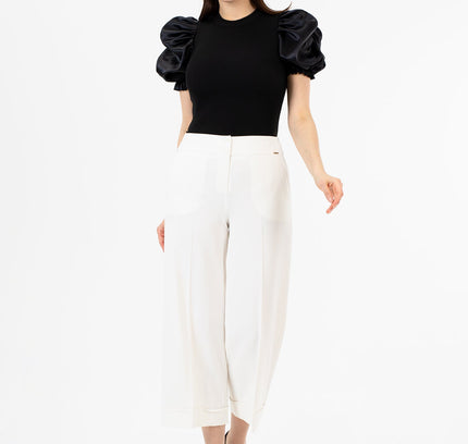 G - Line Ecru Wide Leg Cropped Pants - G - Line