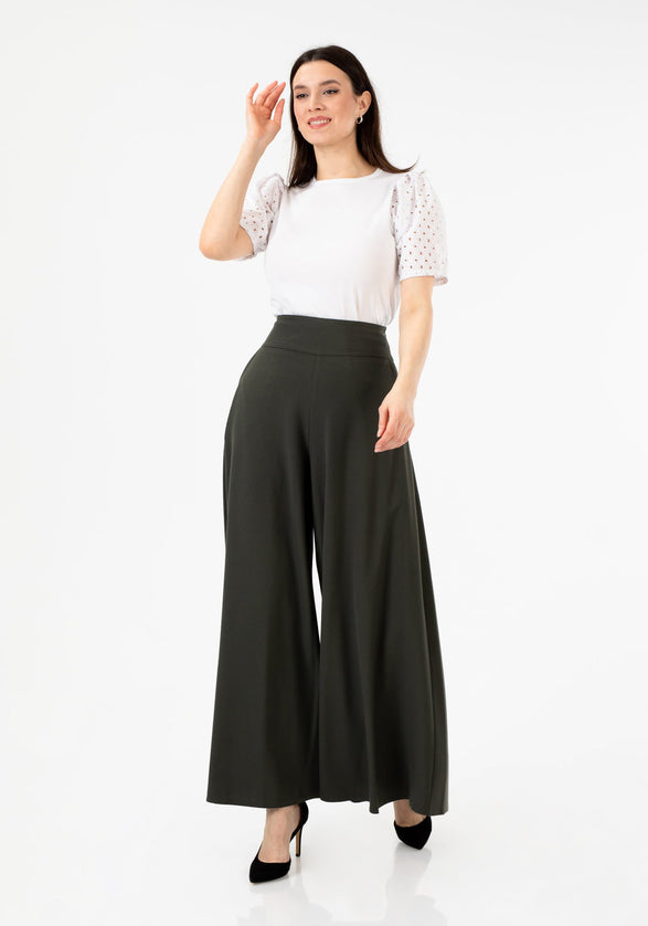 G - Line High Waisted Khaki Palazzo Pants - G - Line