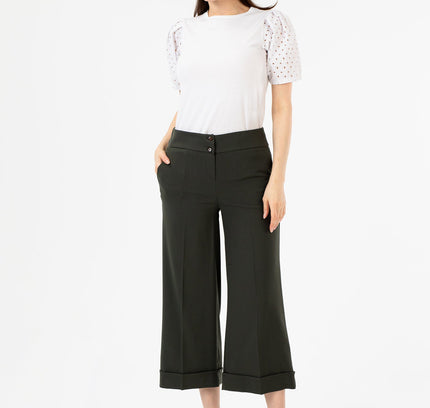 G - Line Khaki Wide Leg Cropped Pants - G - Line