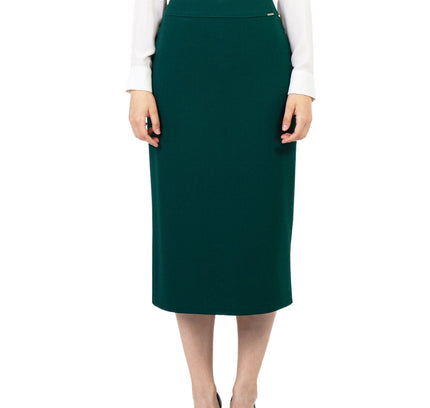 Green Back Vented Midi Pencil Skirt - G - Line