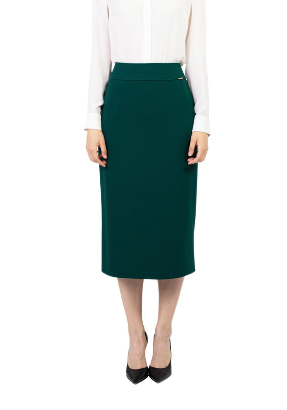Green Back Vented Midi Pencil Skirt - G - Line