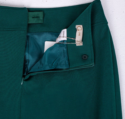 Green Back Vented Midi Pencil Skirt - G - Line