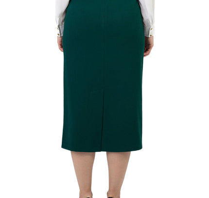 Green Back Vented Midi Pencil Skirt - G - Line