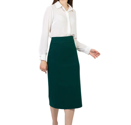 Green Back Vented Midi Pencil Skirt - G - Line