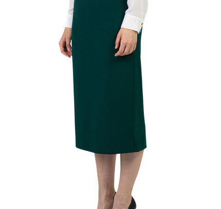 Green Back Vented Midi Pencil Skirt - G - Line