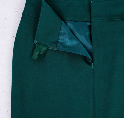 Green Back Vented Midi Pencil Skirt - G - Line