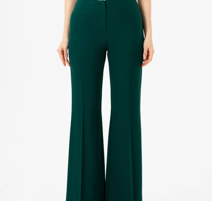 Green Bootcut Pants - High Waisted Flare Trousers - G - Line