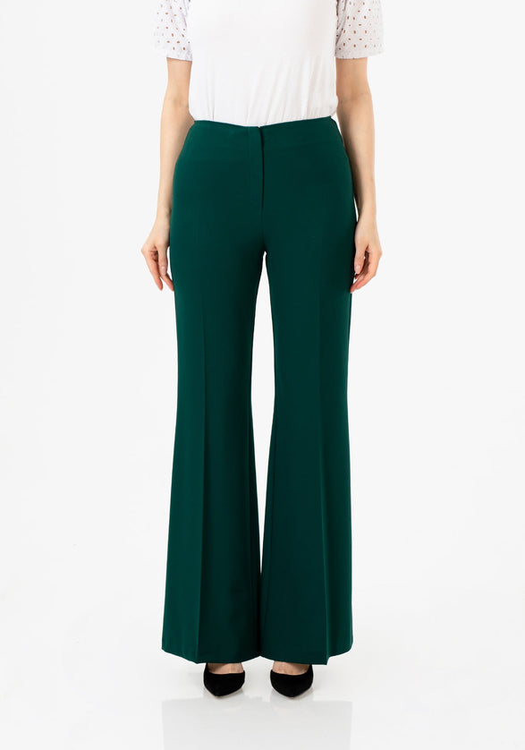 Green Bootcut Pants - High Waisted Flare Trousers - G - Line