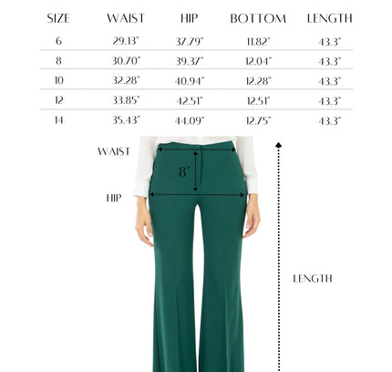 Green Bootcut Pants - High Waisted Flare Trousers - G - Line