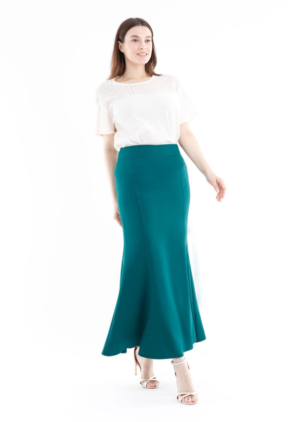 Green Fishtail Maxi Skirt - G - Line