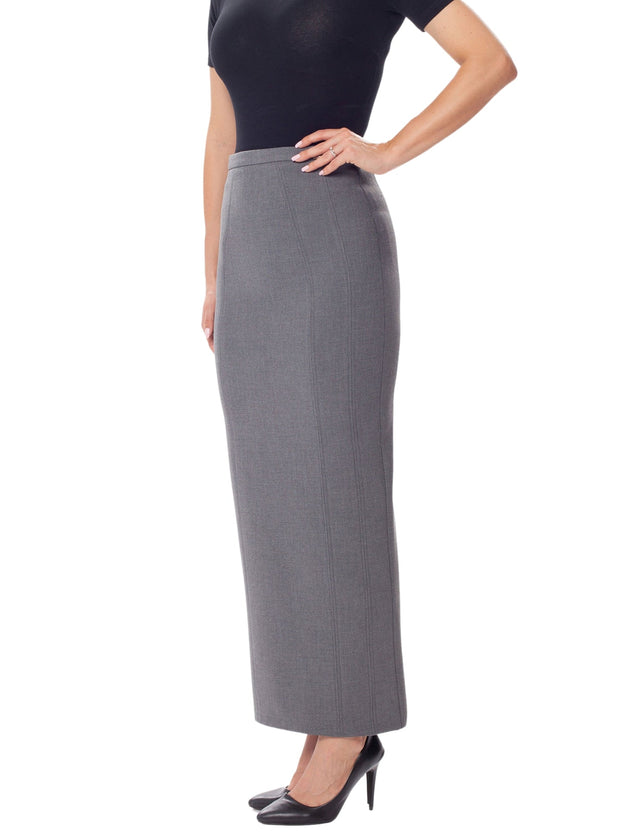 Grey Ankle Length Plus Size Back Split Maxi Skirt - G - Line