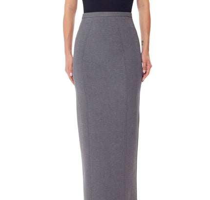 Grey Ankle Length Plus Size Back Split Maxi Skirt - G - Line